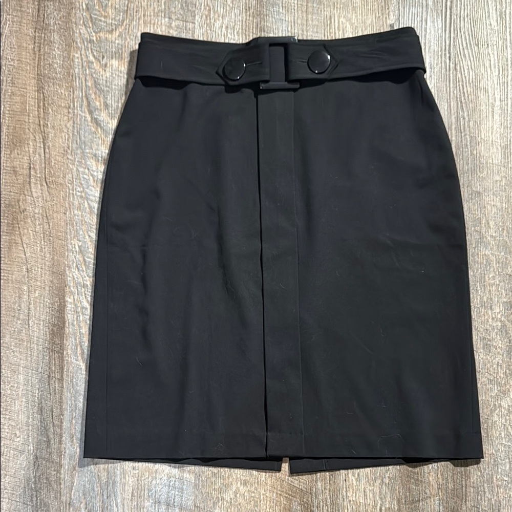 Kensie Black Pencil Skirt with Buttoned Belt